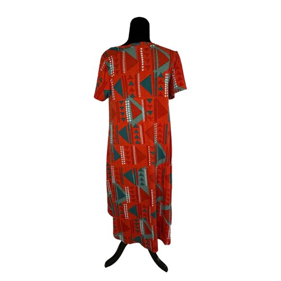 LulaRoe Orange and Teal Carly Dress, Medium, Pre-owned - Picture 4 of 6